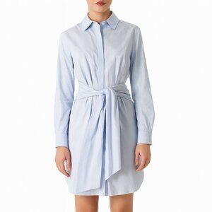 Jonathan Simkhai Striped Belted Shirt Dress Blue White Long Sleeve
